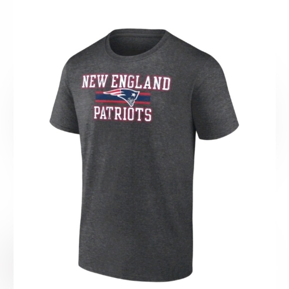 NFL New England Patriots Men's Team Striping Gray Short Sleeve Shirt - New - Picture 1 of 2